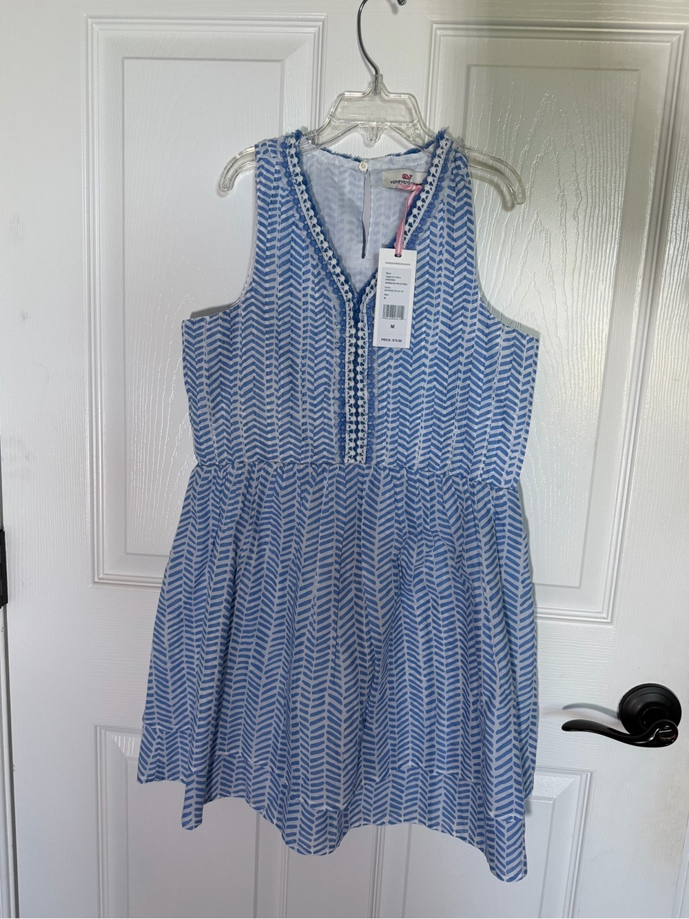 Vineyard Vines Girl’s Chevron Fringe Pintuck Dress Medium NWT - Picture 2 of 5